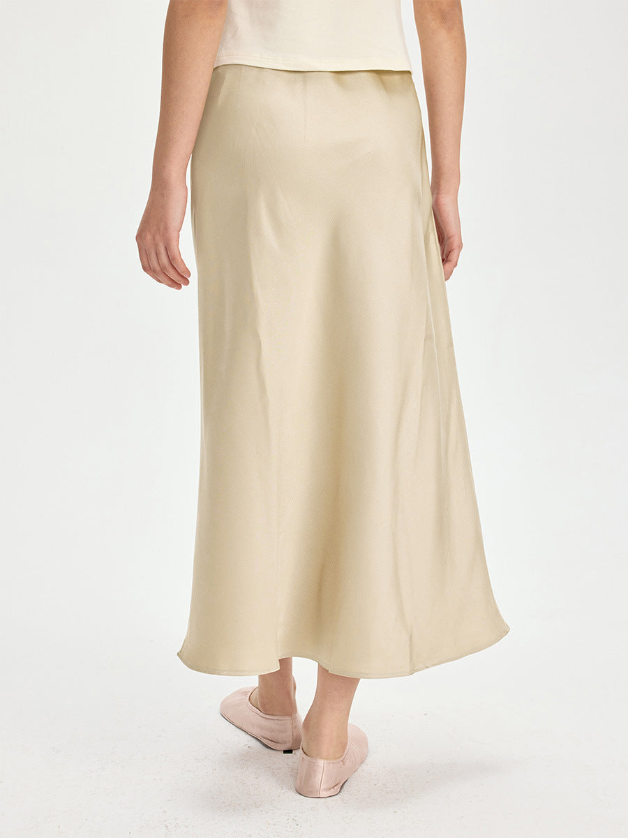 A-line drape Satin Maxi Skirt