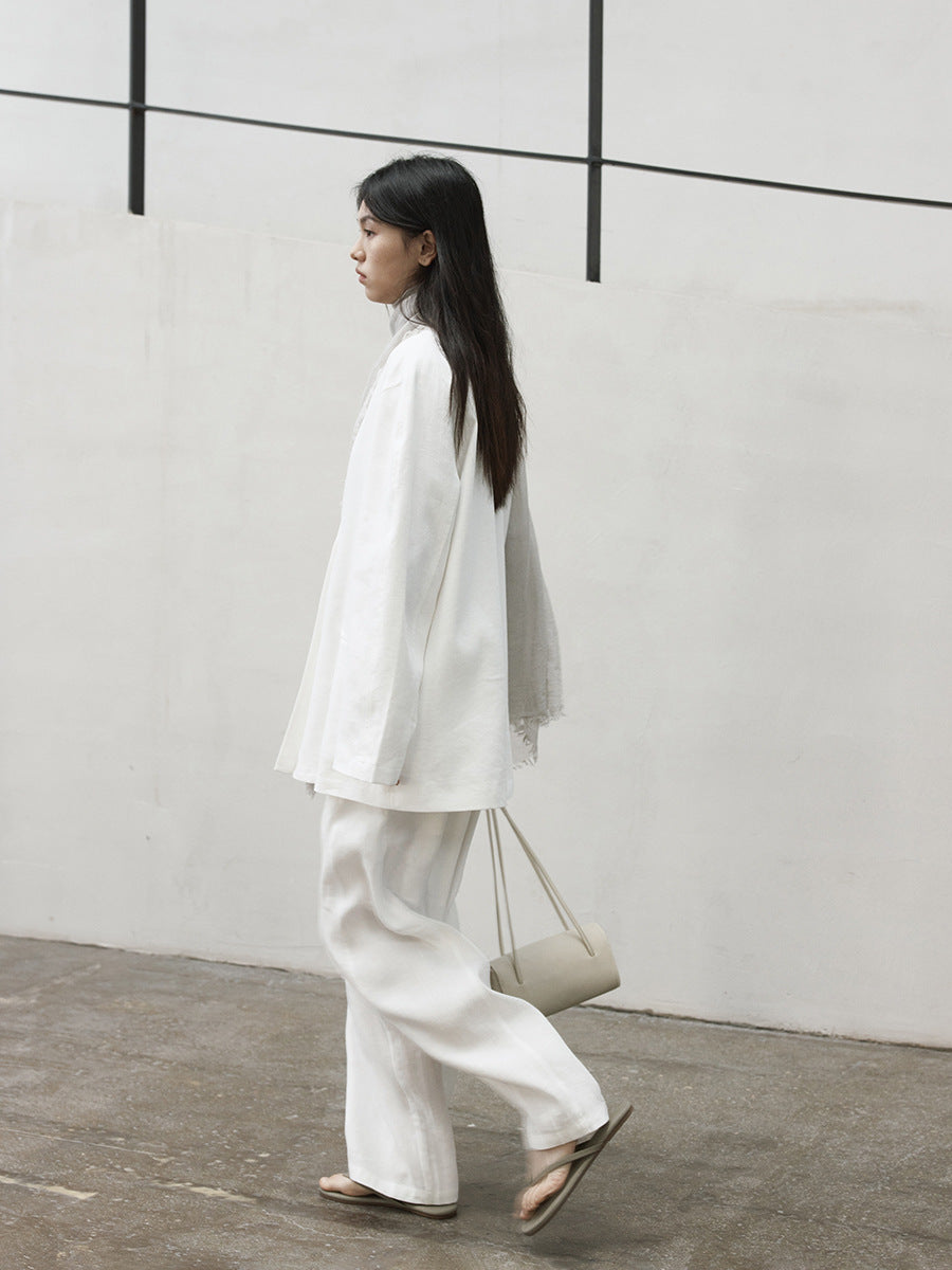Linen Straight Leg Long Pants