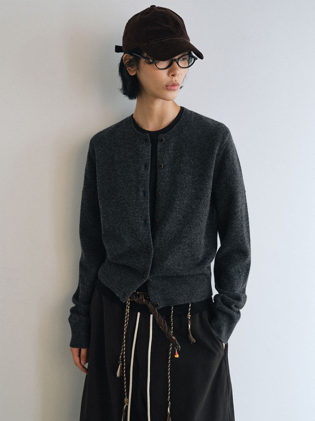 Wool Single-breasted Long Sleeve Knit Cardigan