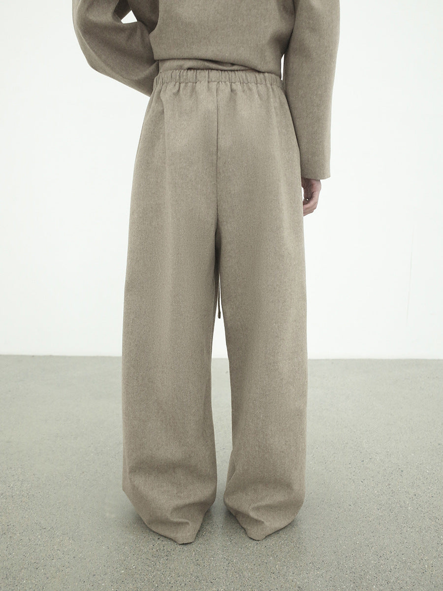 Wool-Blend Relaxed Wide-Leg Drawstring Pants