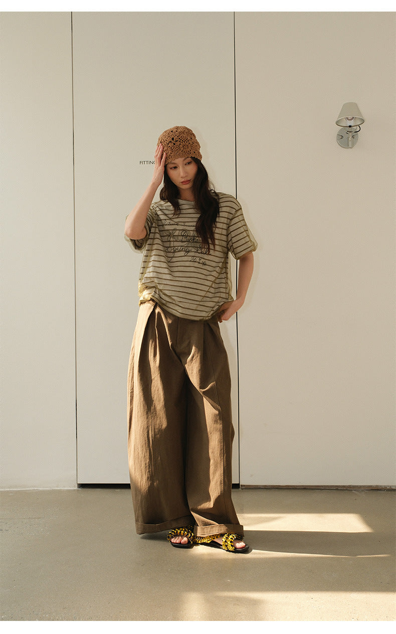 Pleated Casual Wide-leg Pants