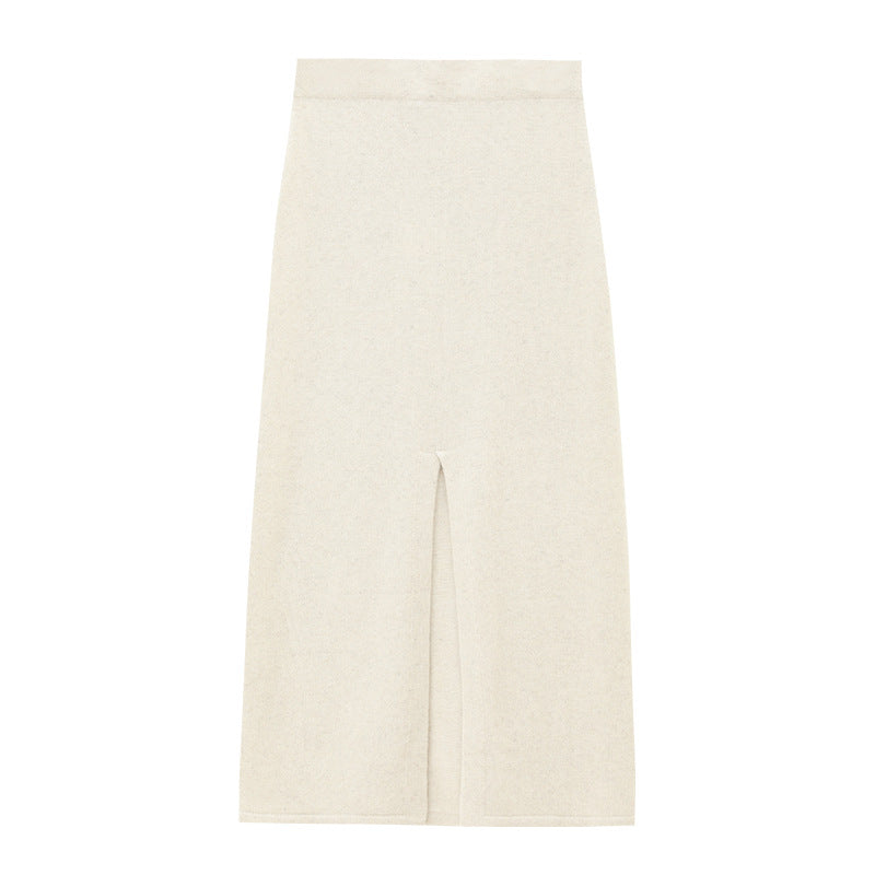 Front Slit High Waist Knit Mermaid Maxi Skirt