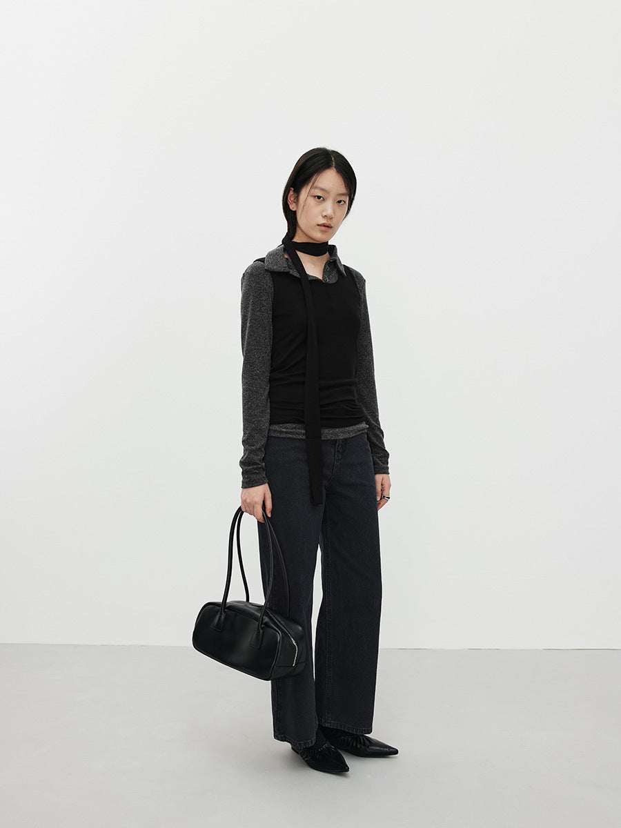 Minimalist Warm Straight Versatile Washed Jeans