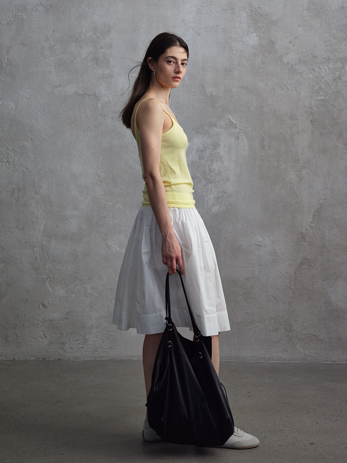 A-Line Pleated Silhouette Puffy Midi Skirt