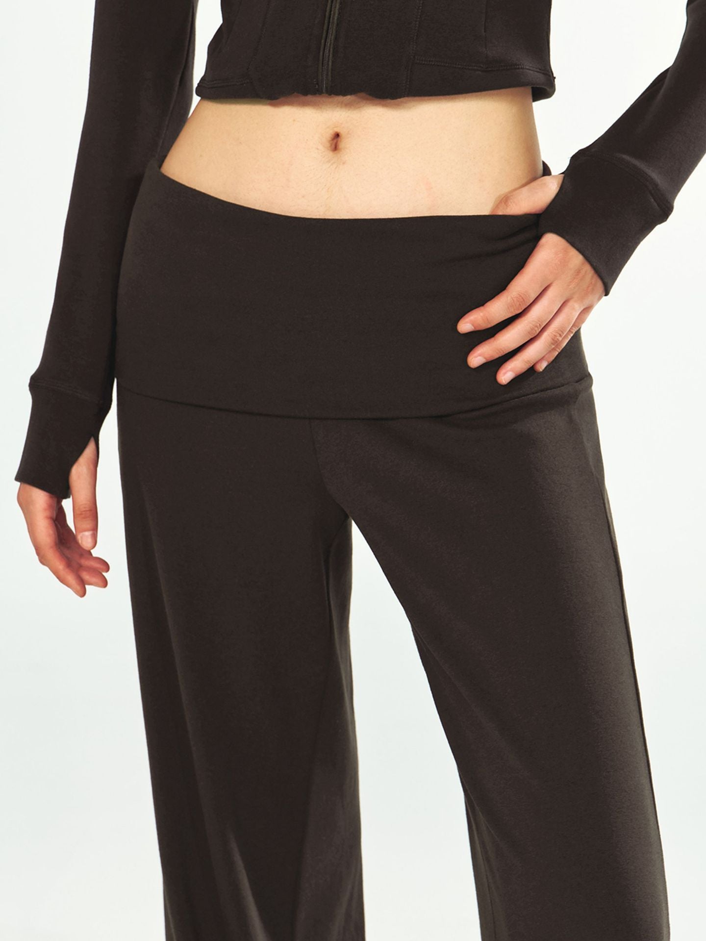 Stretchy Knitted Sports Casual Folded Pants