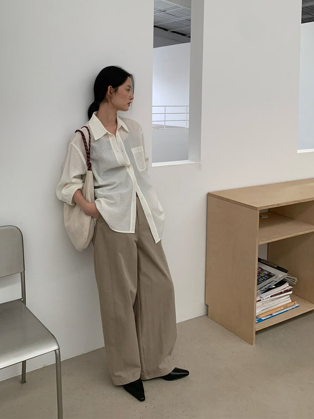 Casual High Waist Straight-Leg Pants