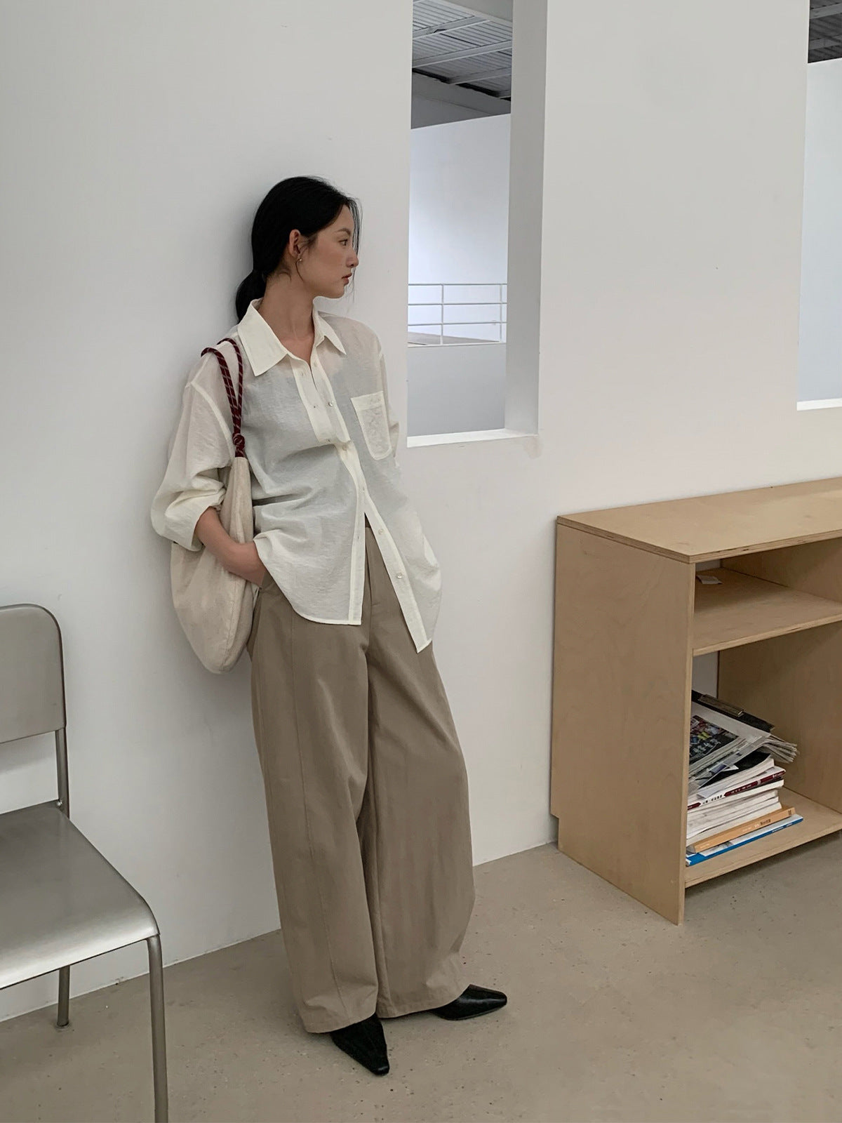 Casual High Waist Straight-Leg Pants