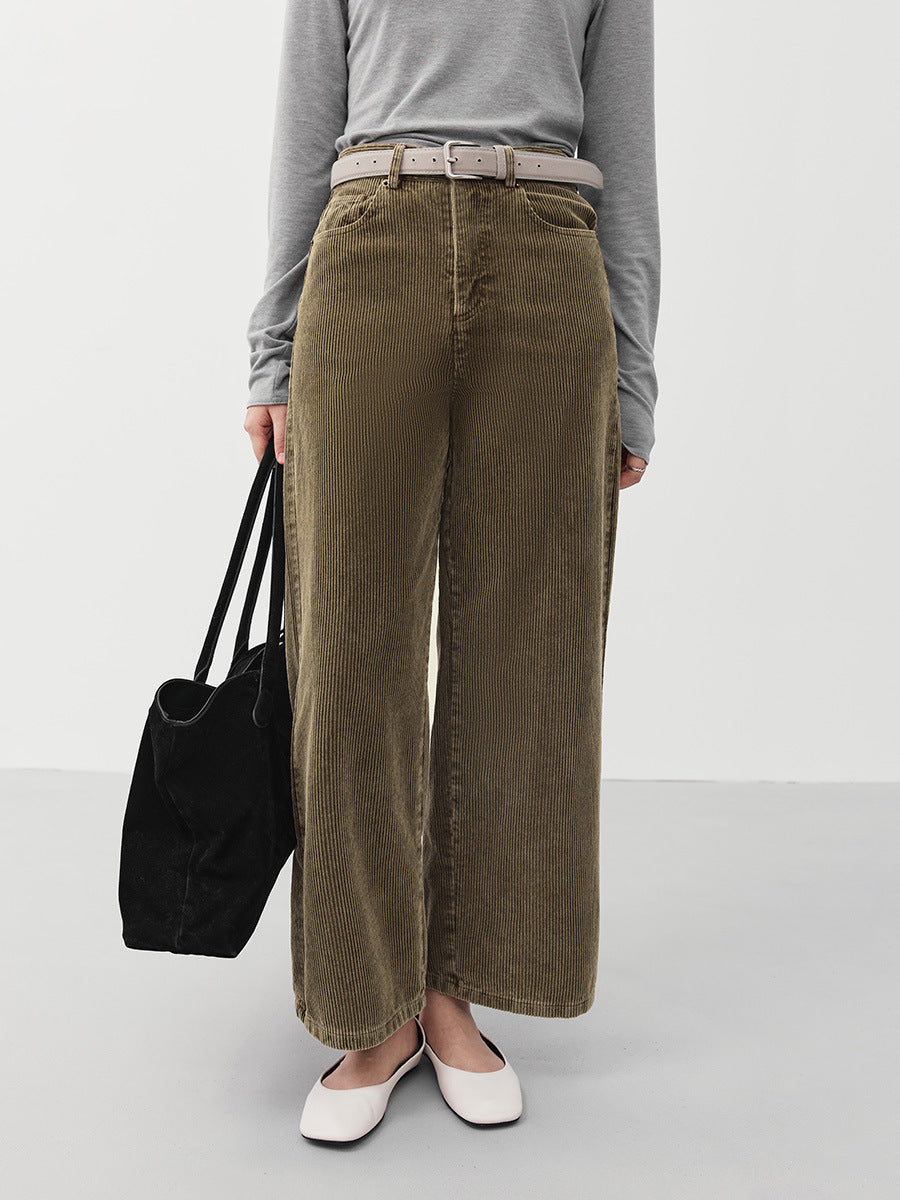 Straight-Leg Corduroy Casual Pants