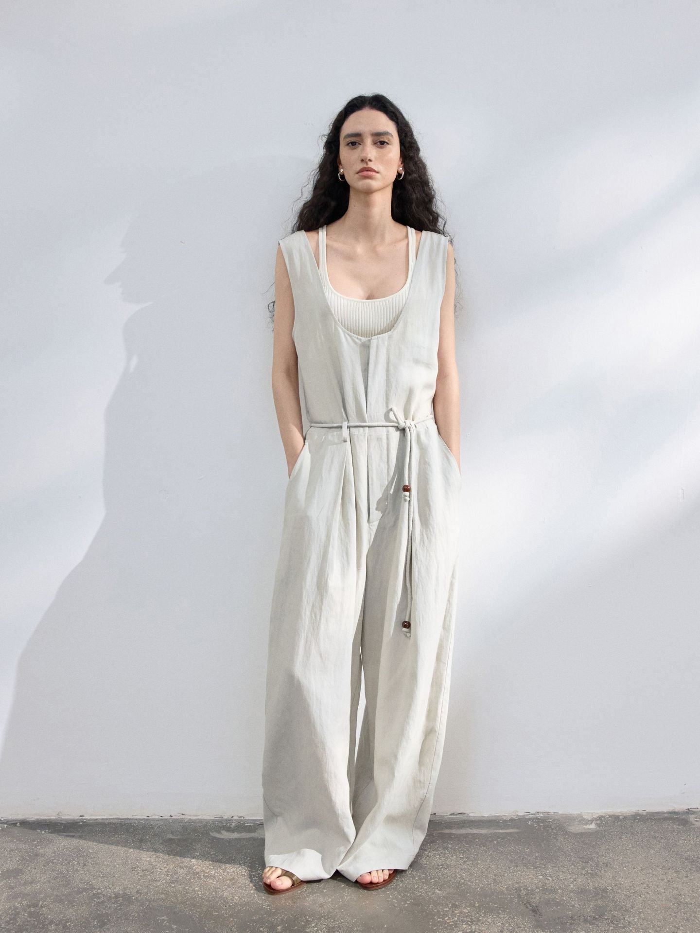 Tencel Linen Blend U-neck Jumpsuit