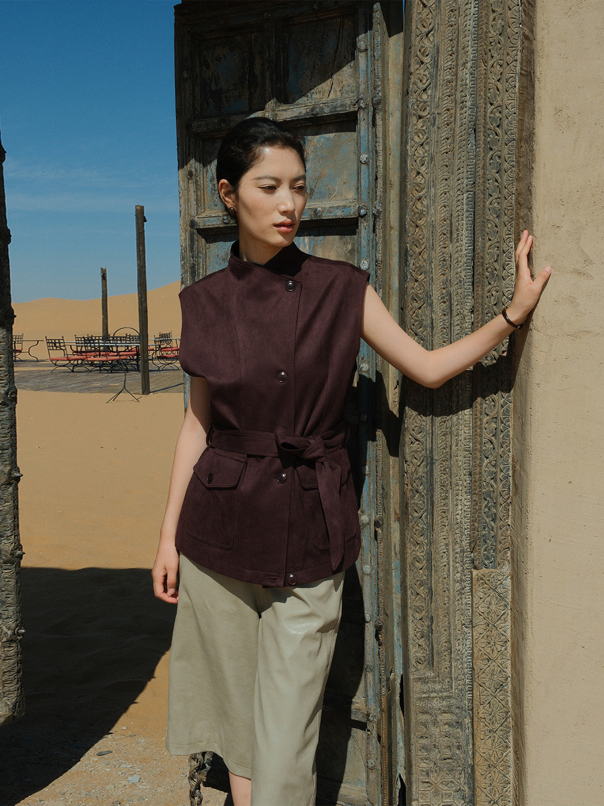 Straight-Leg PU Leather Shorts with Belt