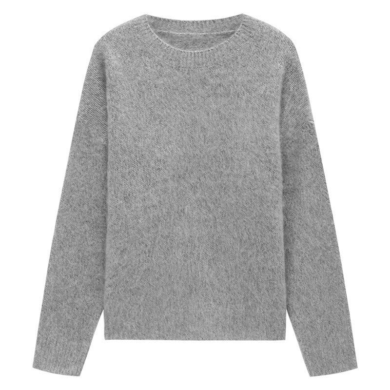 Soft-Fuzz Knit Long Sleeve Crewneck Sweater