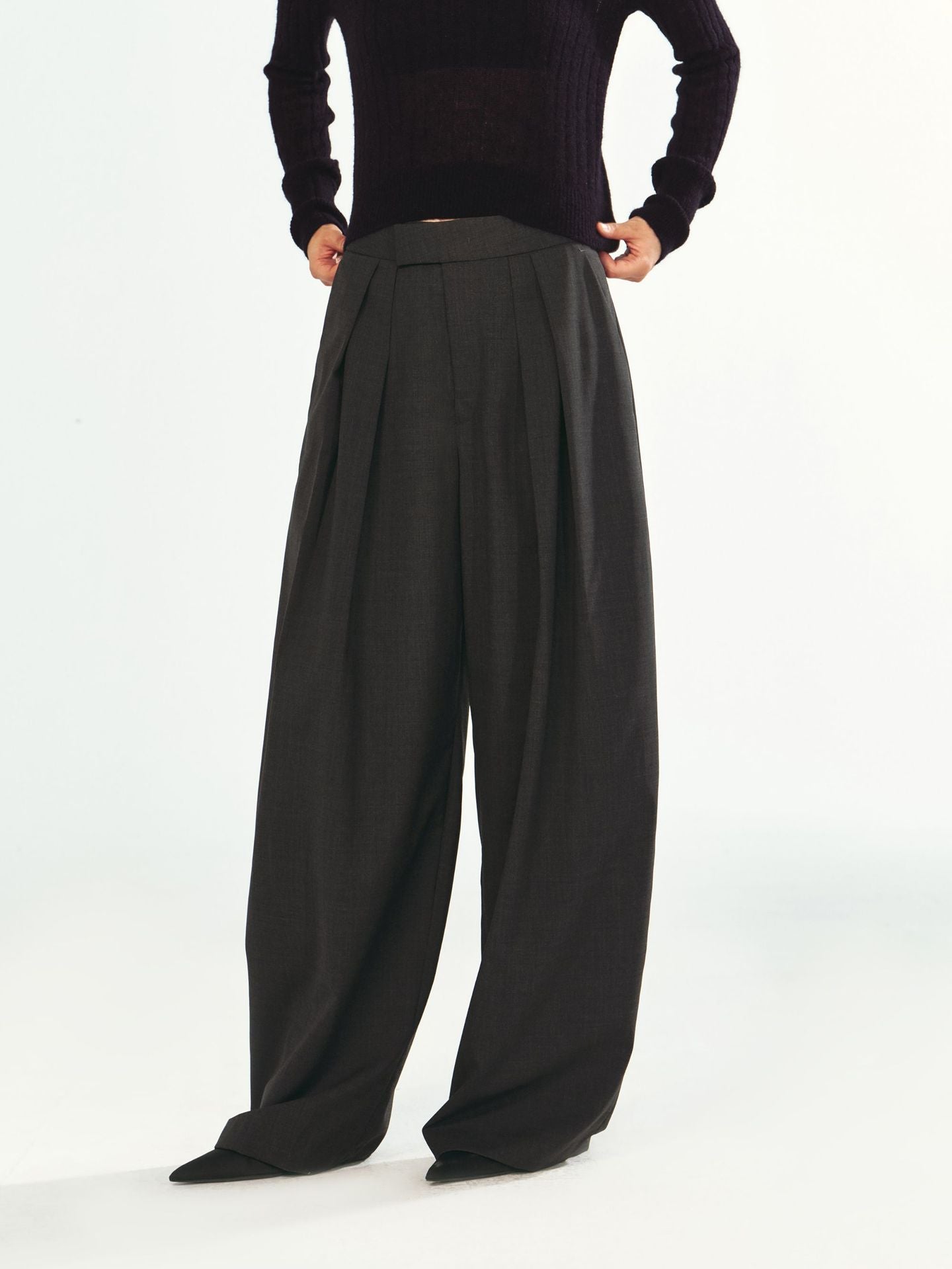 Tailored Cashmere Wide-Leg Trousers