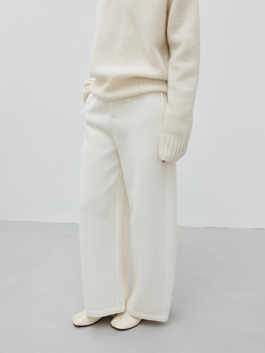 Thickened Warm Relaxed Wool Straight Leg Casual Pants