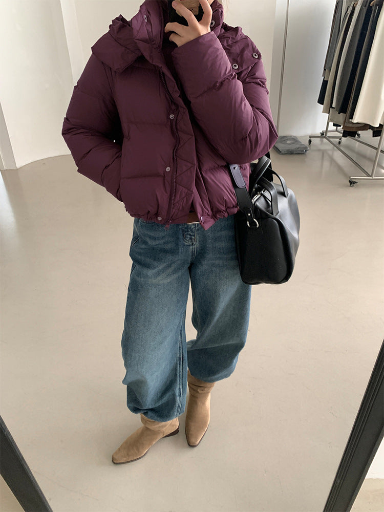 Short White Duck Down Puffer Jacket