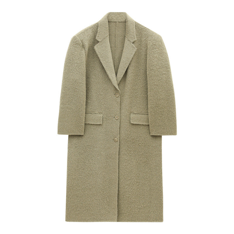 V-neck Elegant Alpaca Woolen Jacket