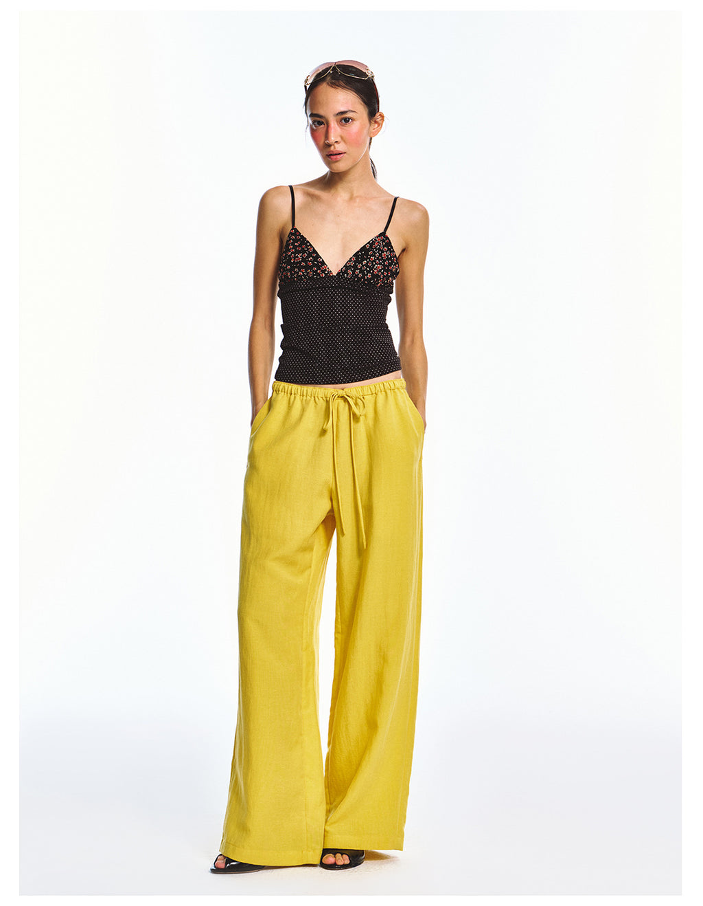 Solid Color Straight-leg Elastic Waist Casual Pants