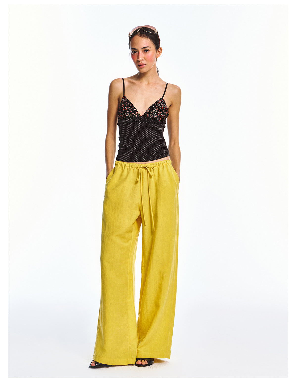Solid Color Straight-leg Elastic Waist Casual Pants