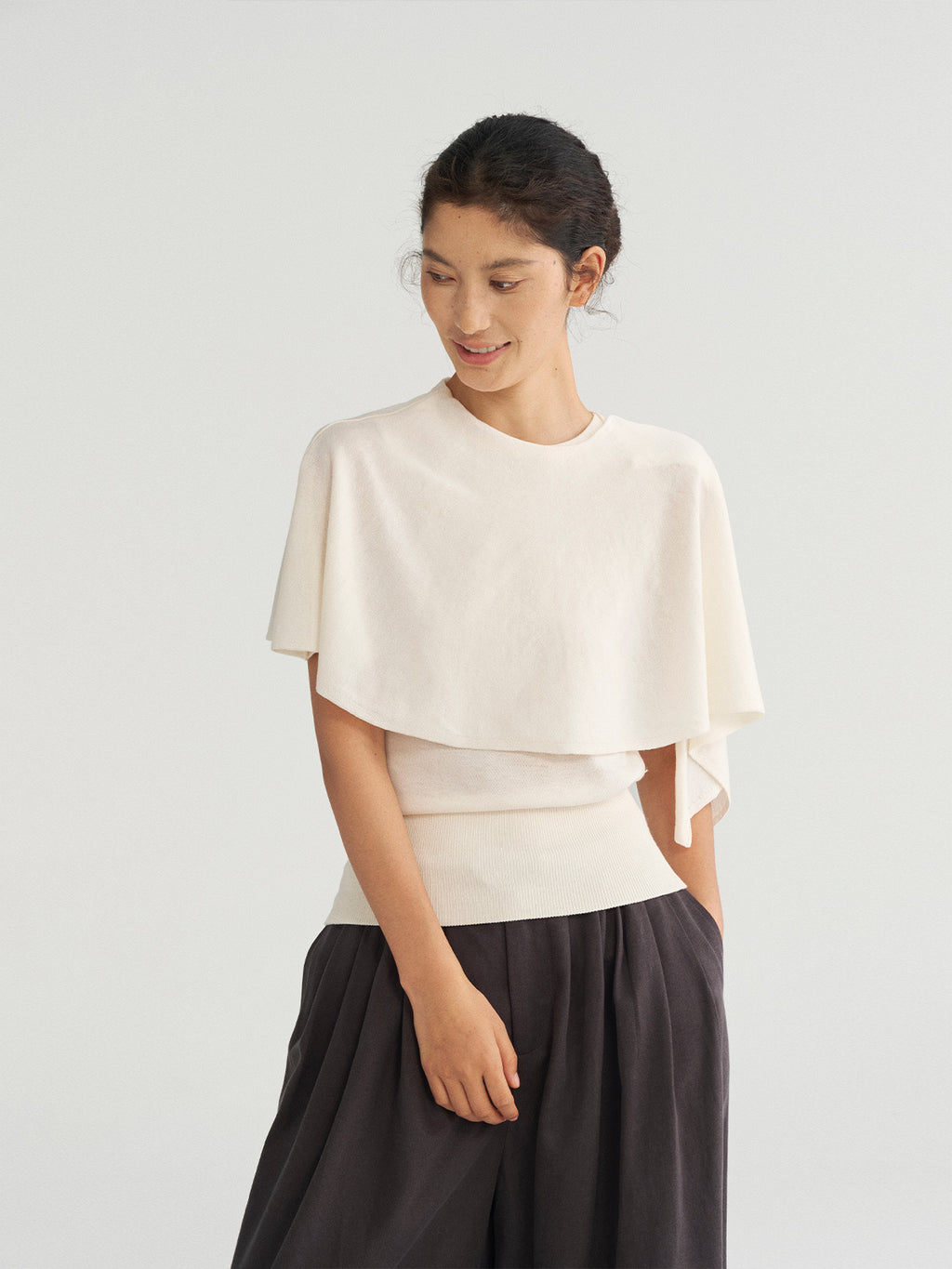 Detachable Shawl Knit Slim Top