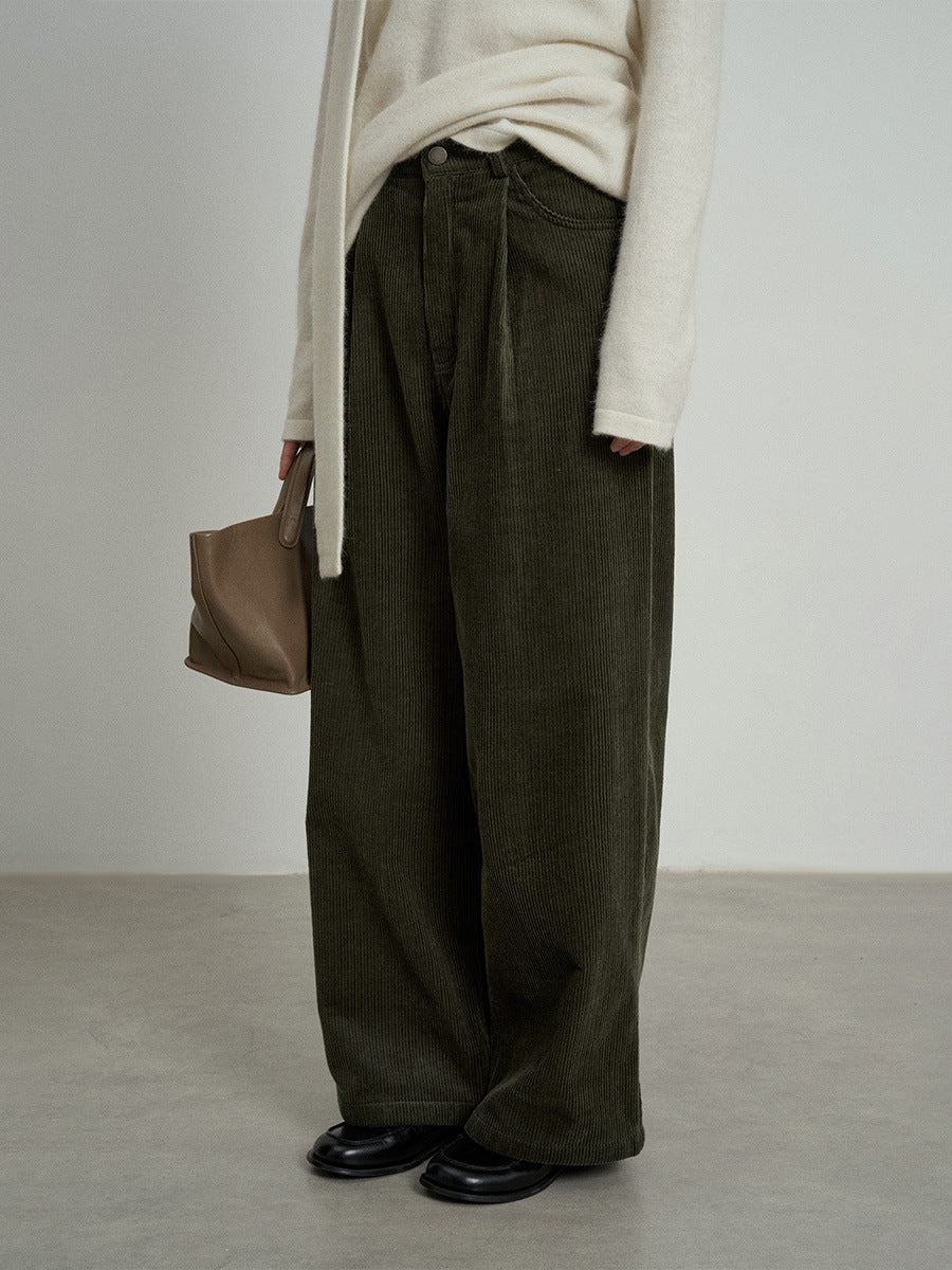 Corduroy Wide Leg Pleated Pants