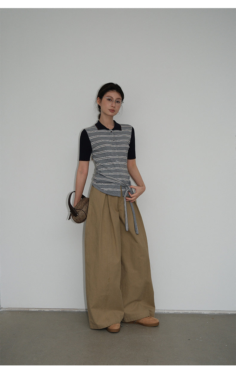Pleated Casual Wide-leg Pants