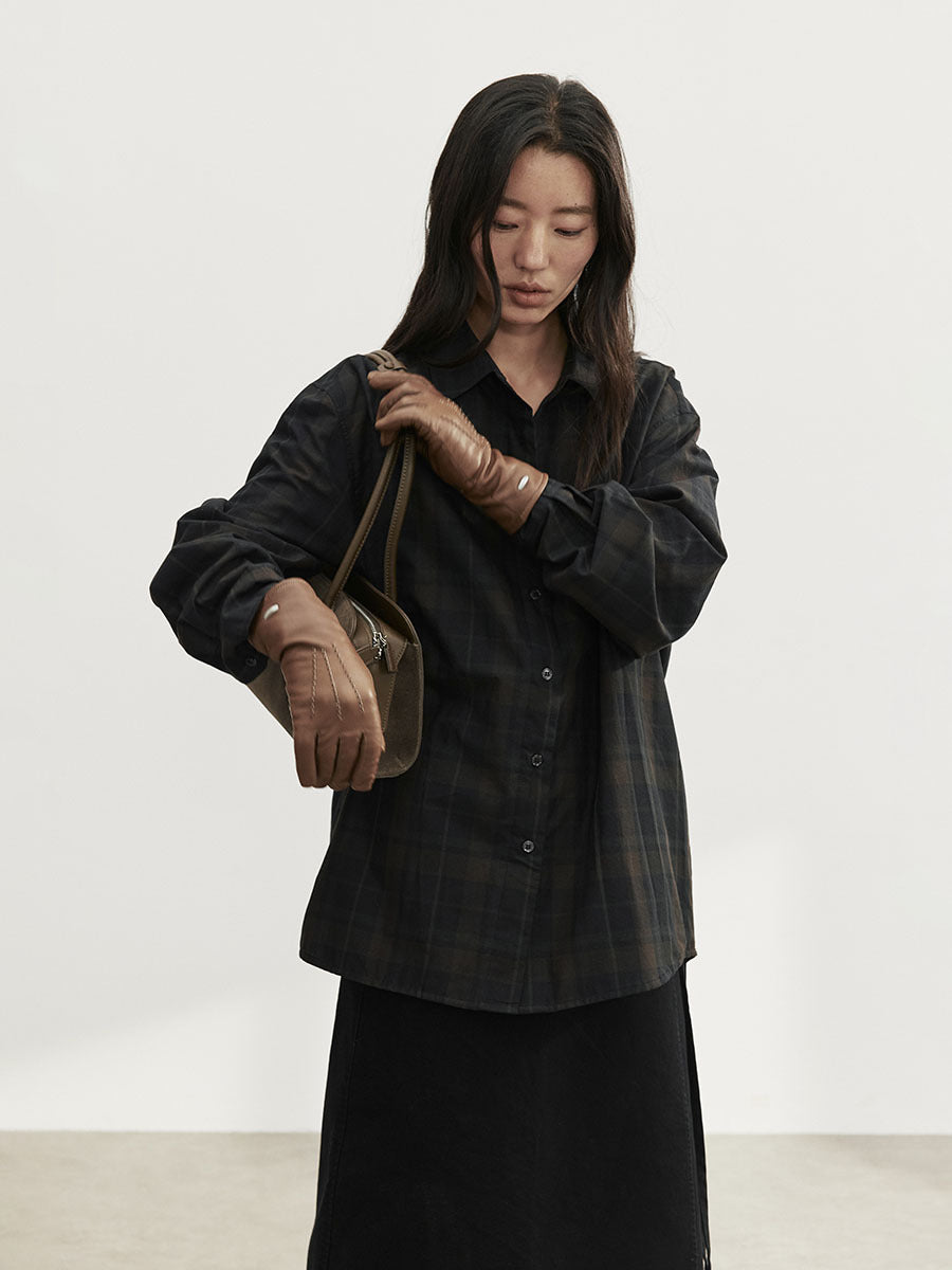 Relaxed Plaid Button-Up Long Sleeve Shirt