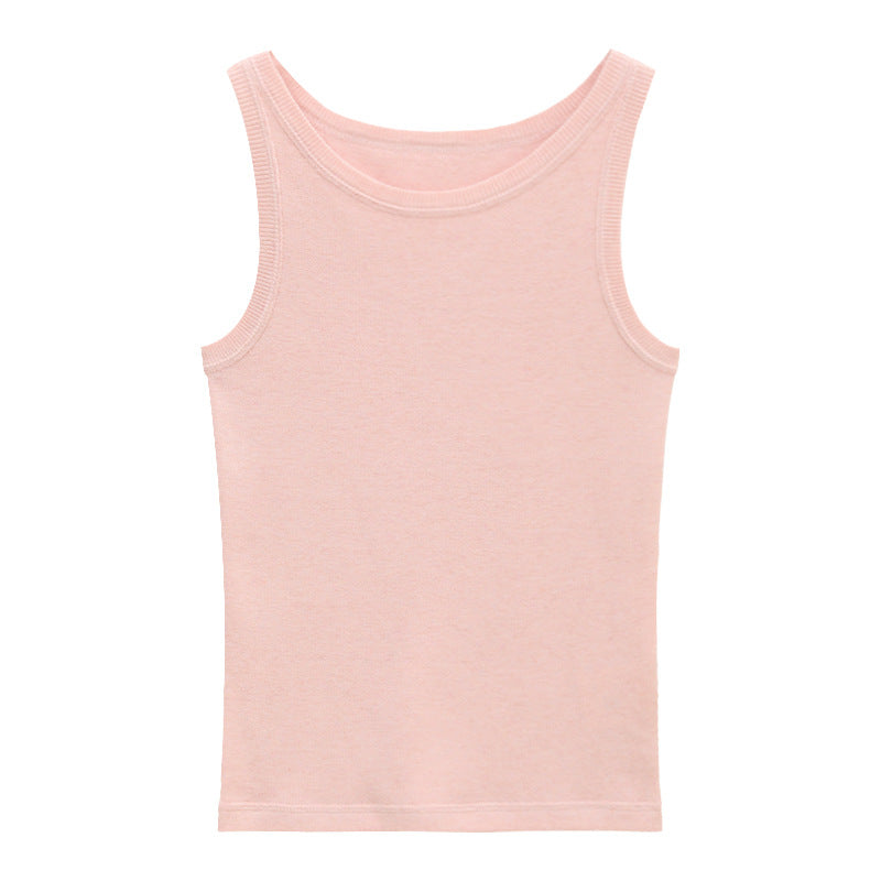 Round Neck Soft Textured Wool Tank Top