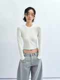 Basic Solid Color Crew Neck Long-sleeve T-shirt