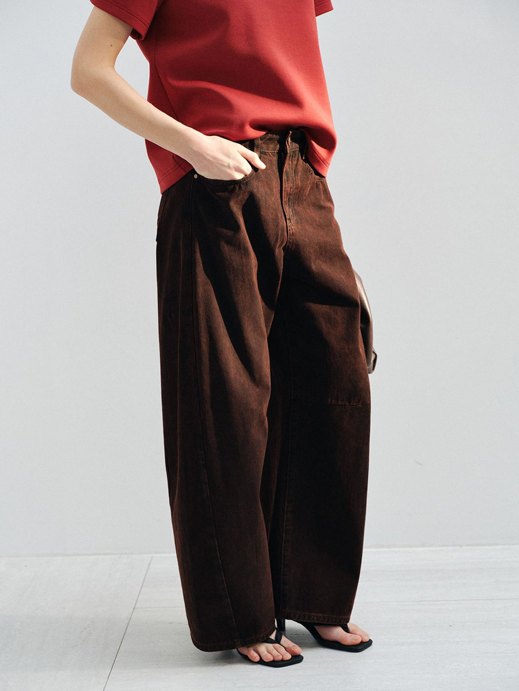 Washed Curved Casual Jeans