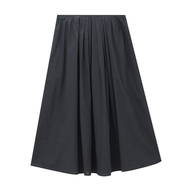 Gathered Pleated A-Line Maxi Skirt
