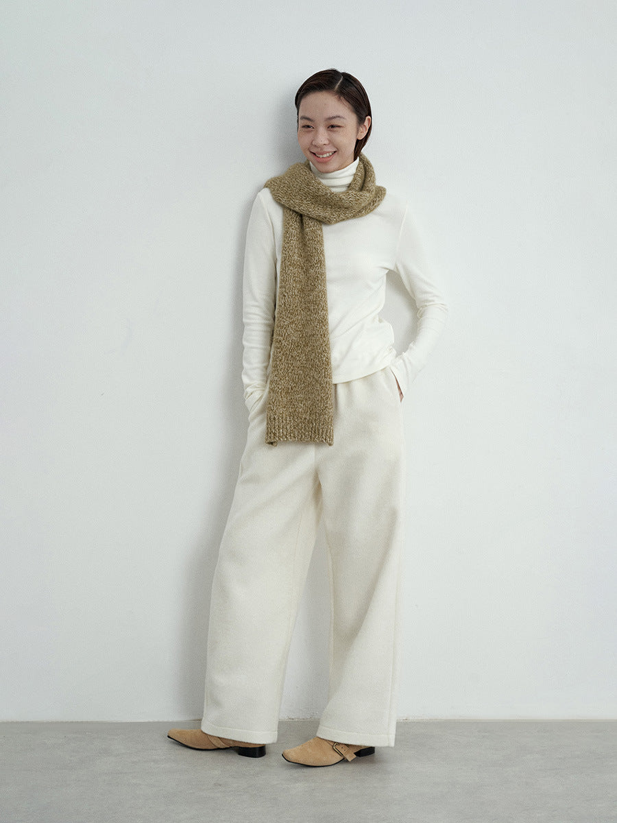 Soft Wool-Blend Wide-Leg Trousers