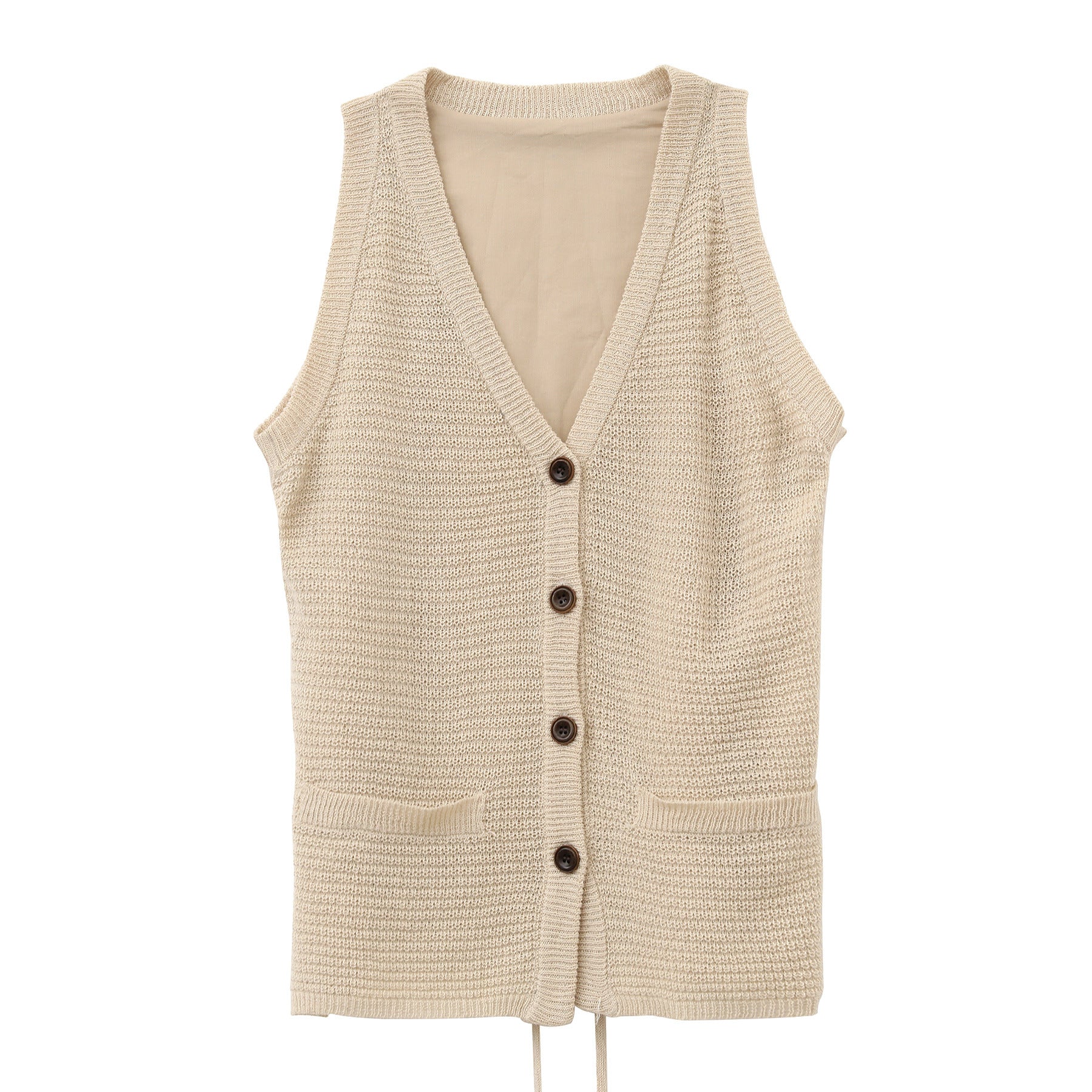 Knitted Patchwork Cardigan Vest