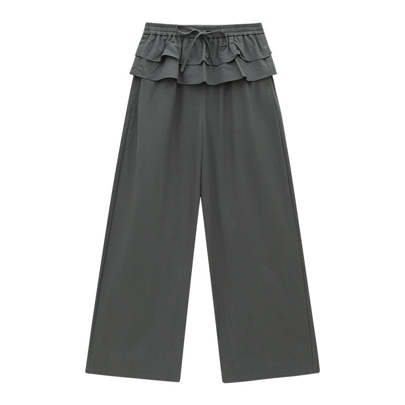 Ruffled-Layer Wide-Leg Trousers