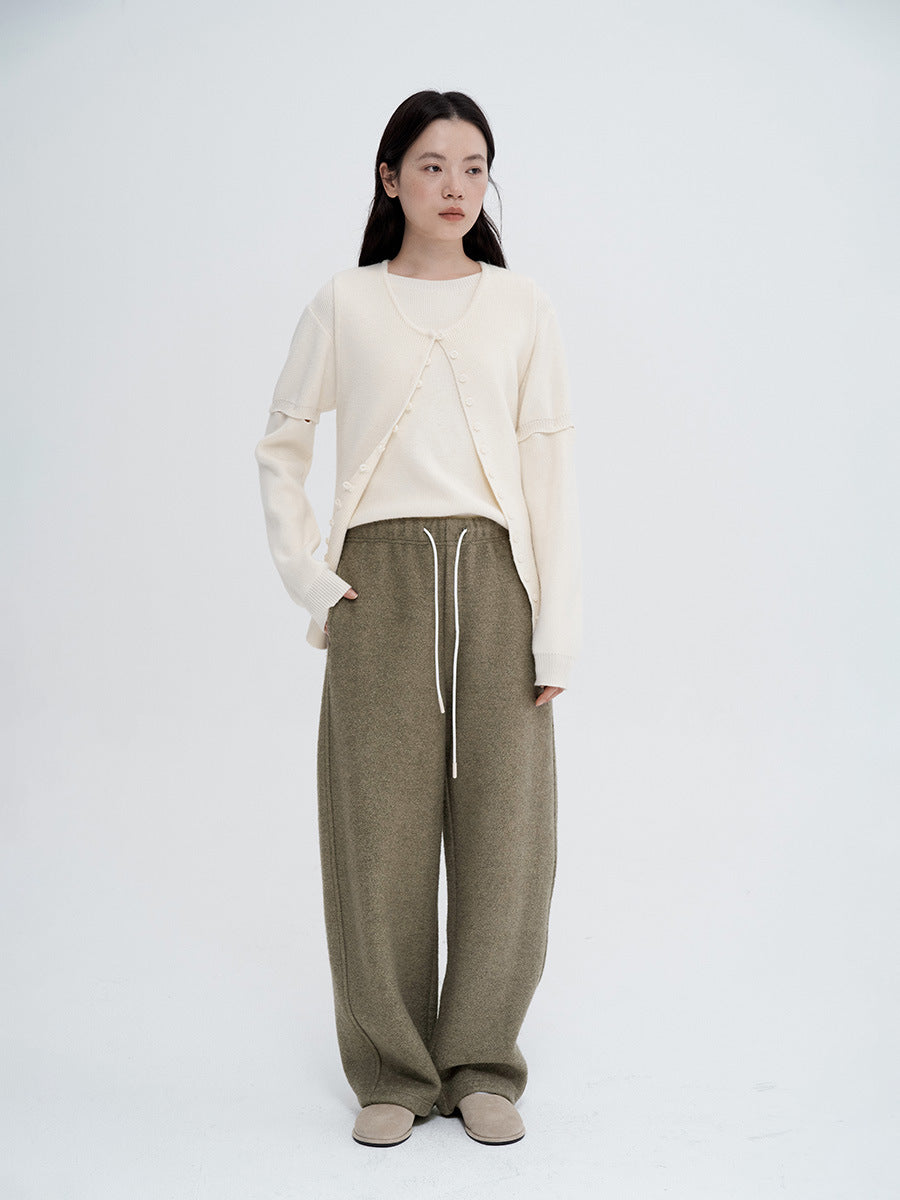 Drawstrings Soft Wool Sweatpants