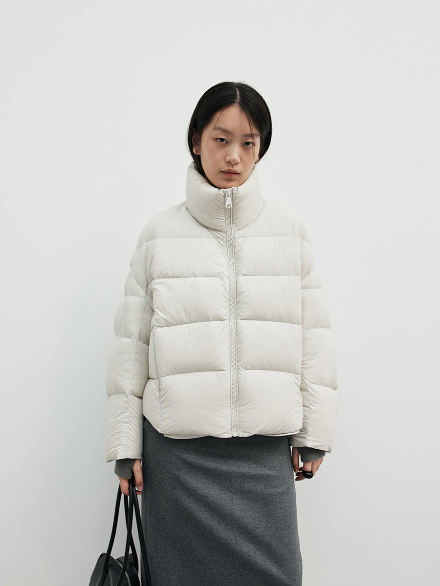 Duck Down Warm Stand Collar Lightweight Relaxed Puffer Jacket