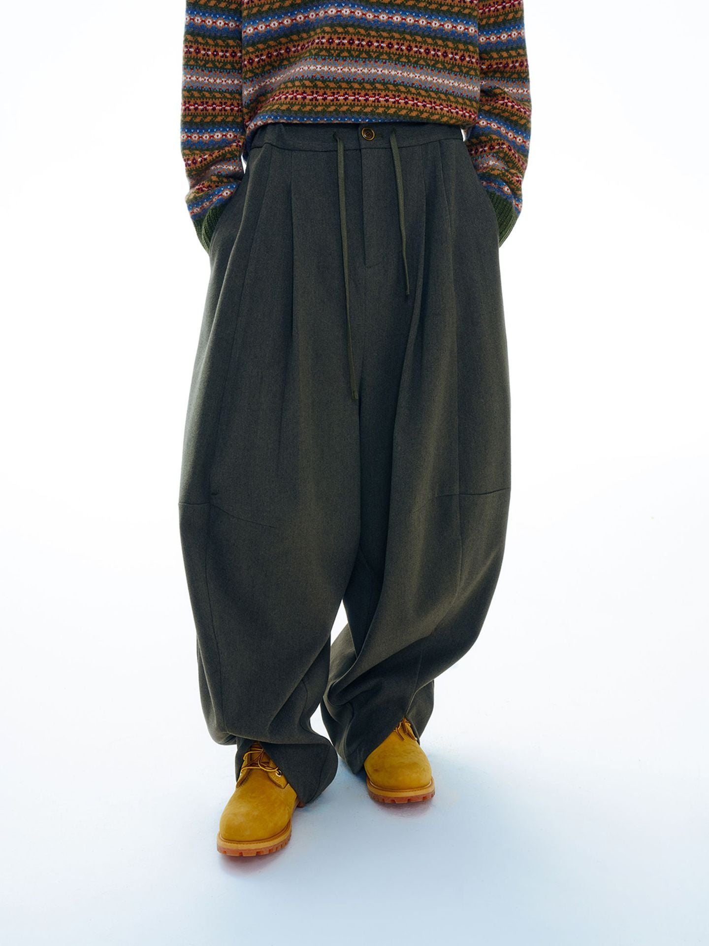 Thick Wool Baggy Low-waist Pants