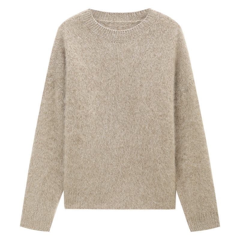 Soft-Fuzz Knit Long Sleeve Crewneck Sweater