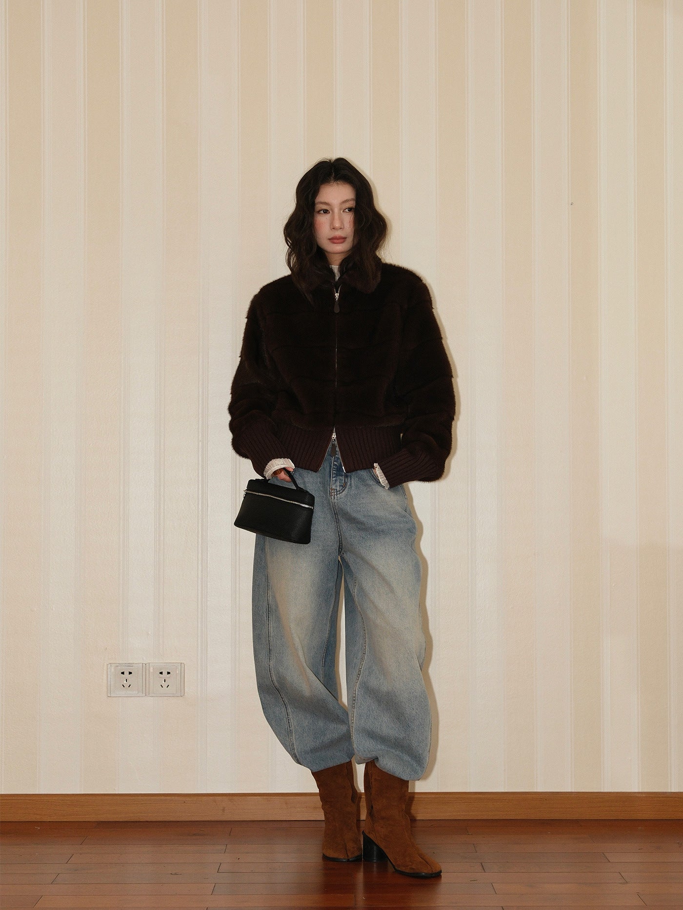Plush Knitted Patchwork Jacket