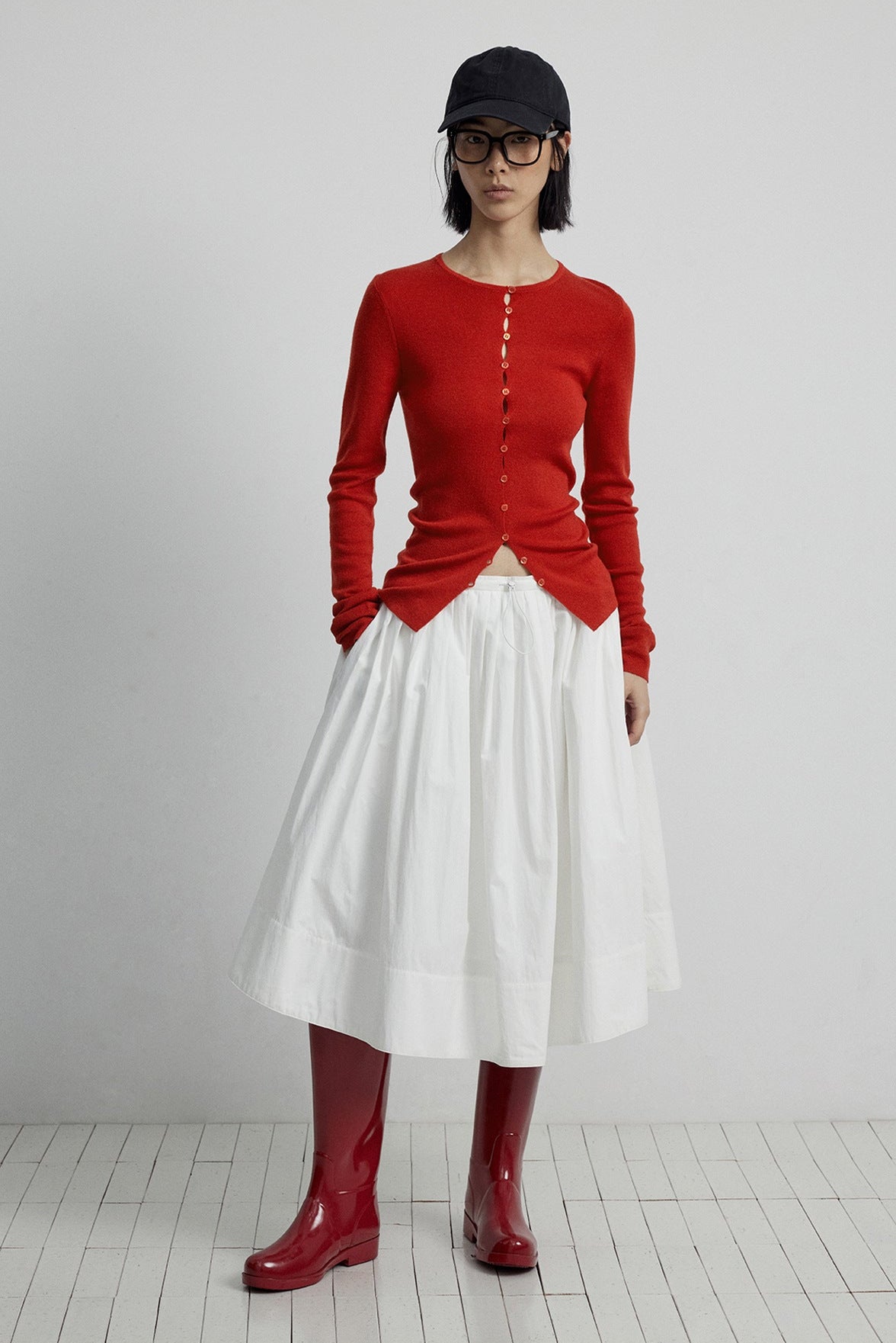 Close-fitting Wool Blend Long-sleeved Knit Single-breasted Cardigan Top