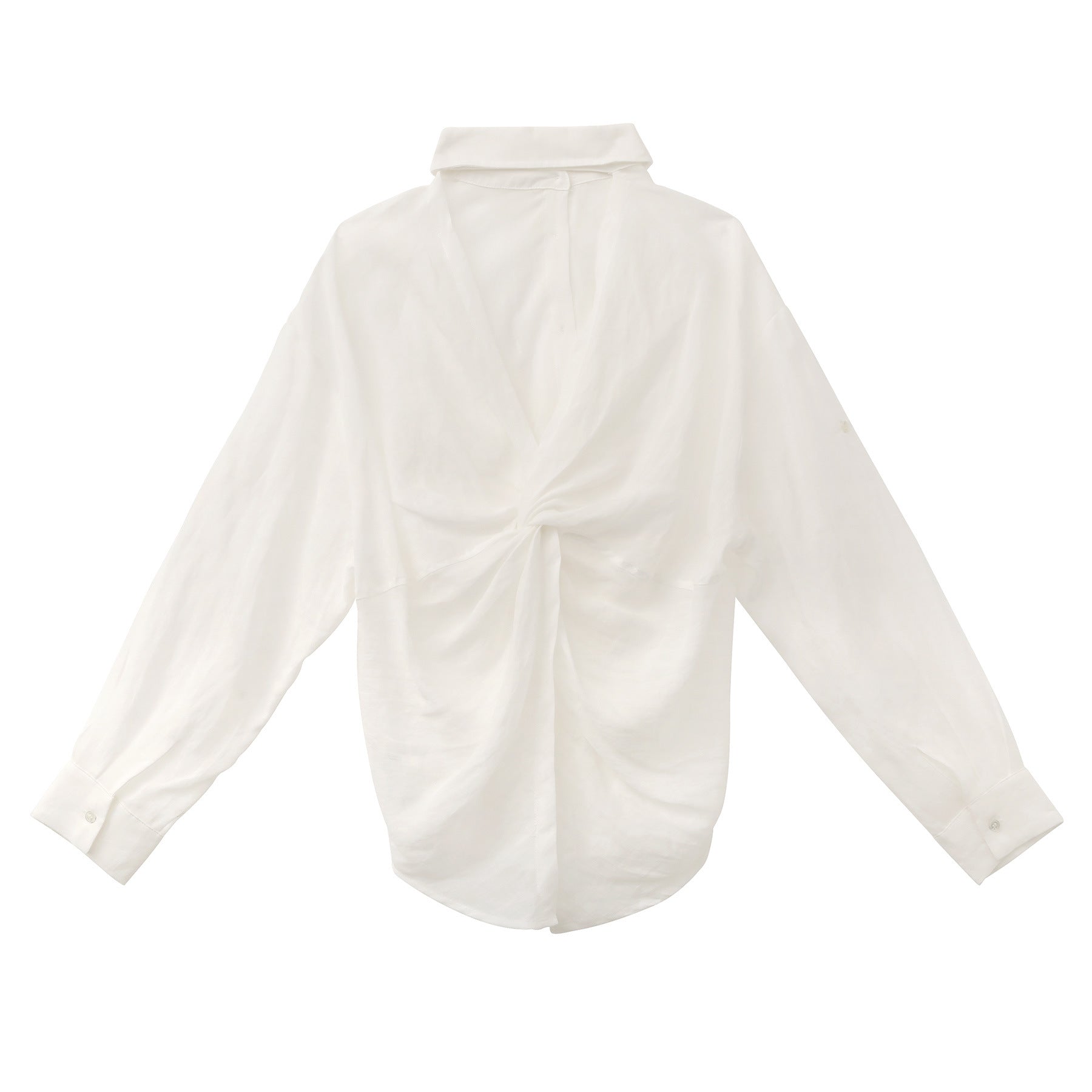 Butterfly Twisted Hollow Back Sheer Linen Shirt