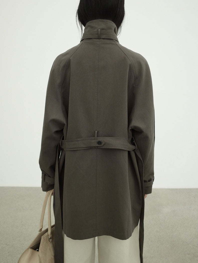 Stand-Up Collar Mid-Length Stylish Trench Coat