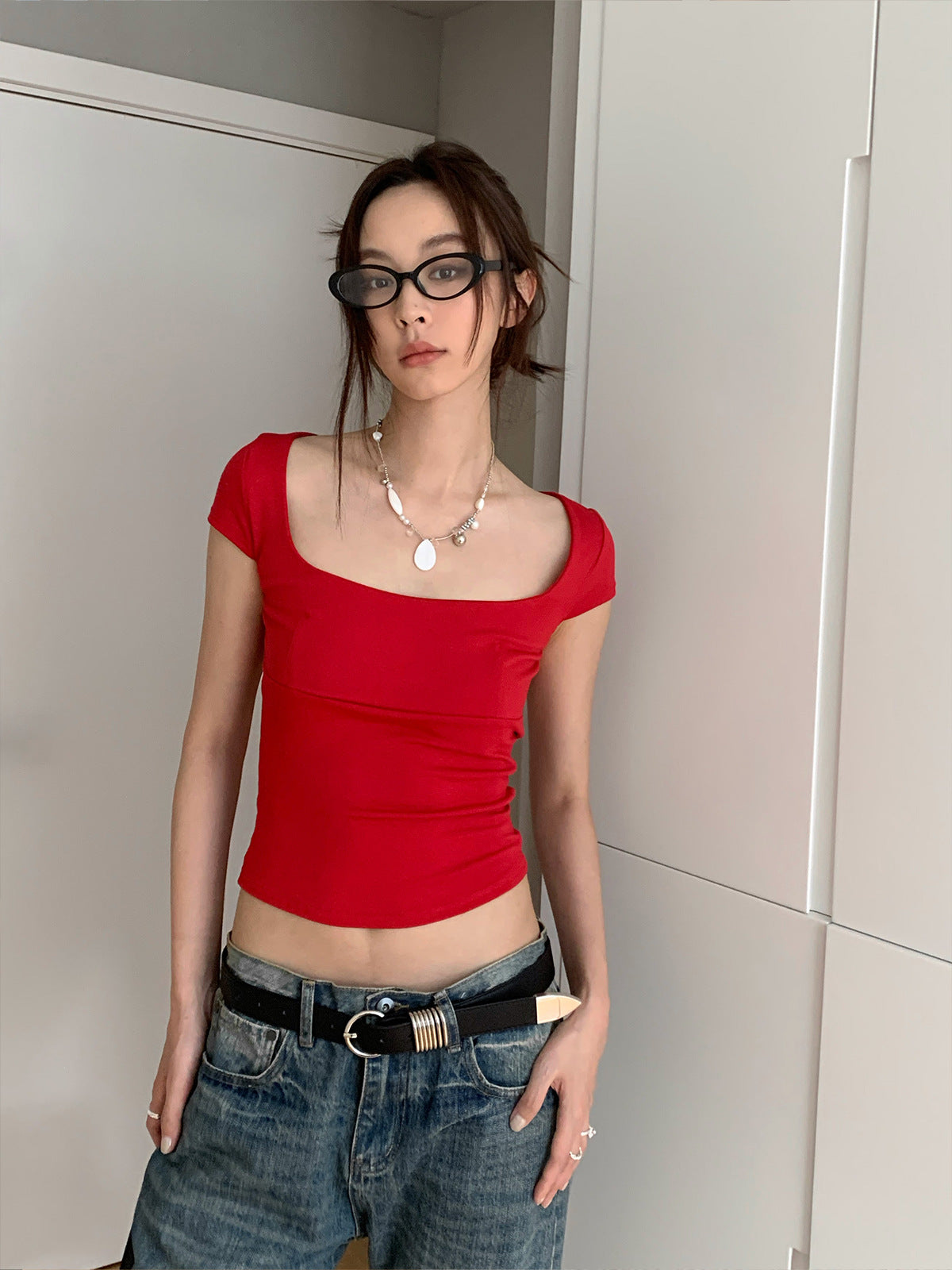Simple Square Neck Bandeau T-Shirt