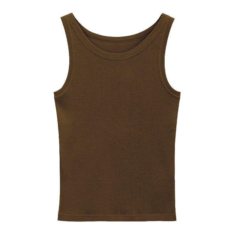Round Neck Soft Textured Wool Tank Top
