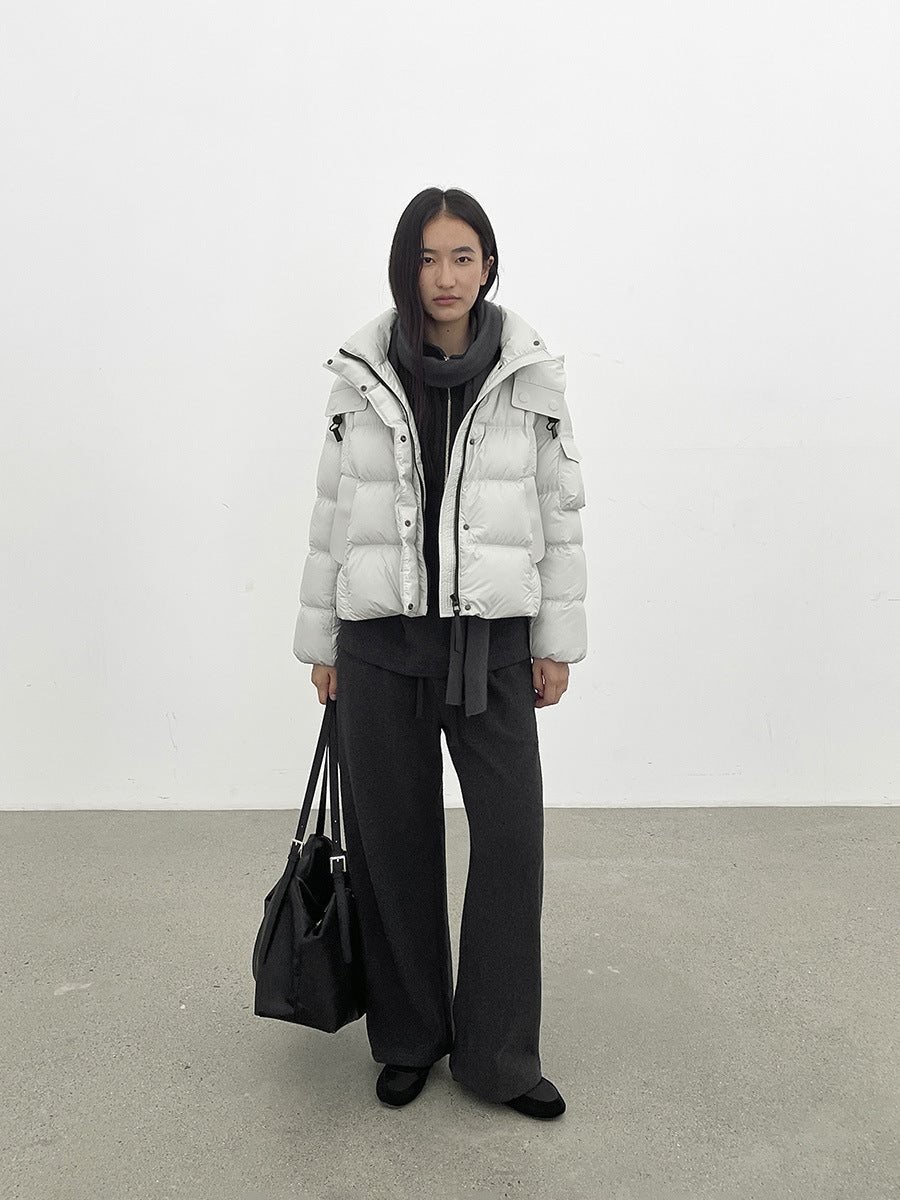 Hooded Warm Drawstring Puffer Jacket