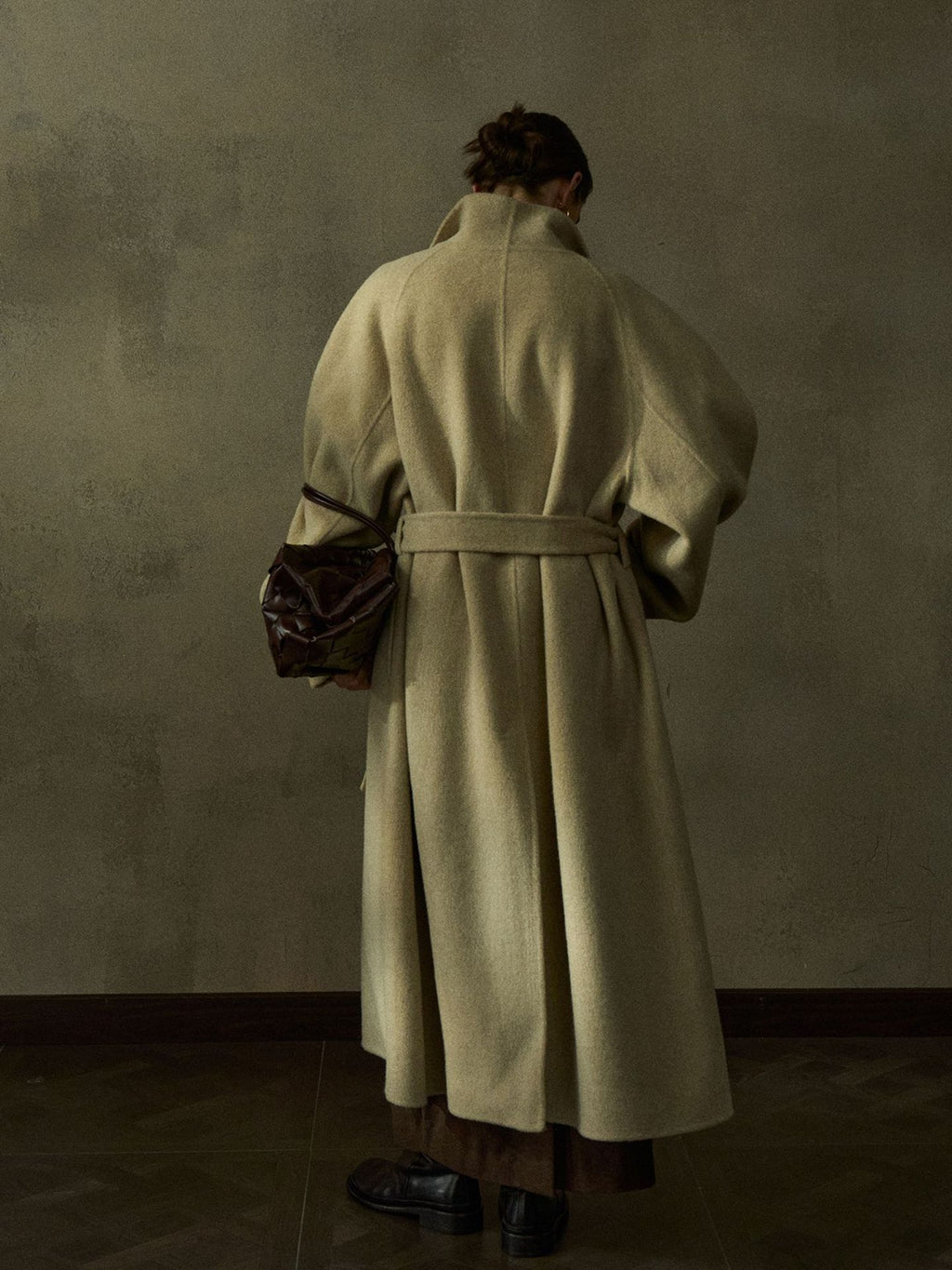 Double-collar Textured Wool Coat