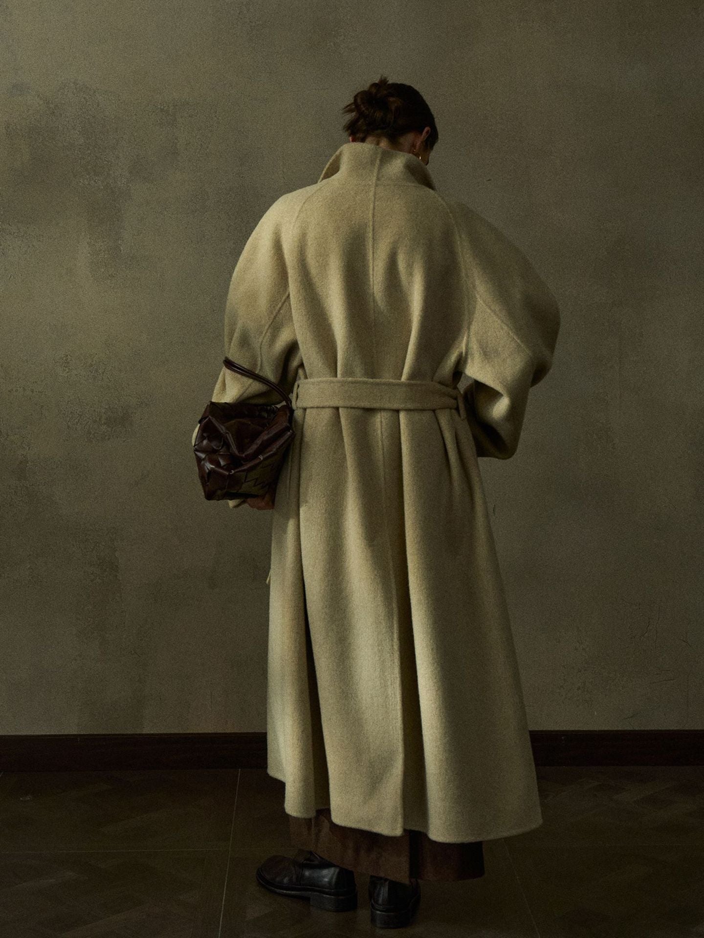 Double-collar Textured Wool Coat