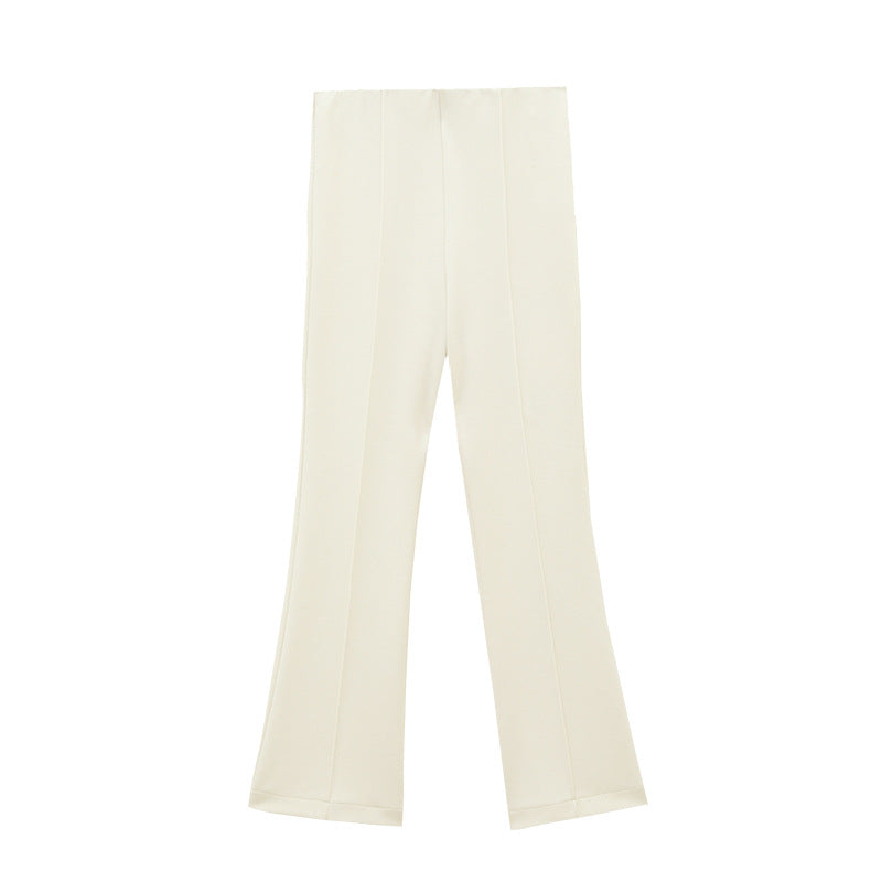 Elastic Waist Slim Flared Casual Pants