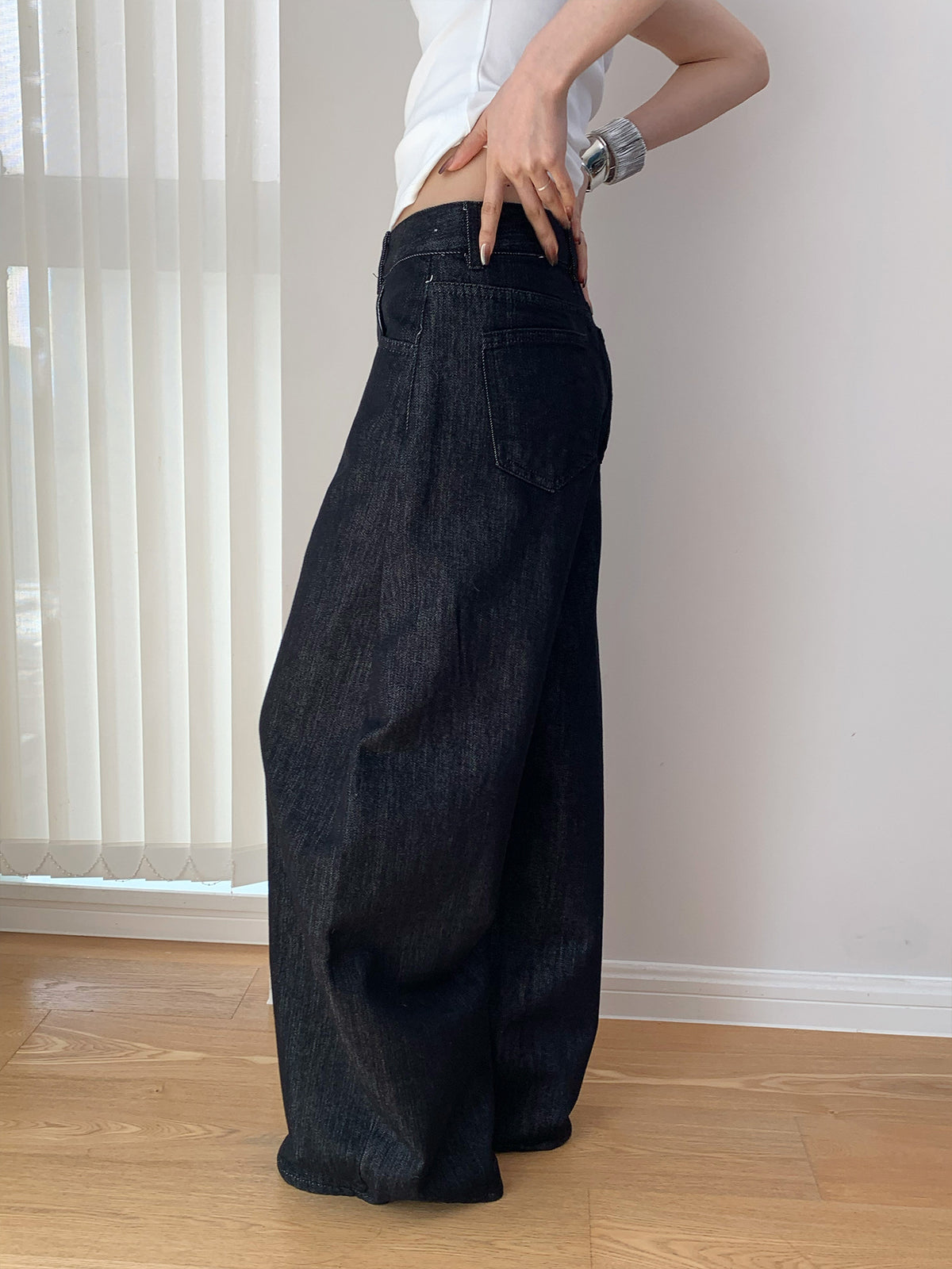 Wide-Leg Casual Long Baggy Jeans