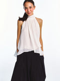 Silk Double Crepe Tie Strap Halter Multi-Layer Top