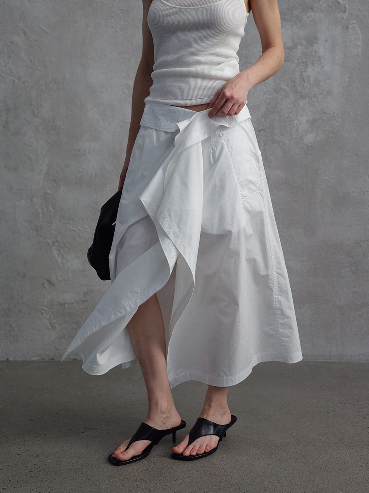 Asymmetric Wrap Midi Skirt
