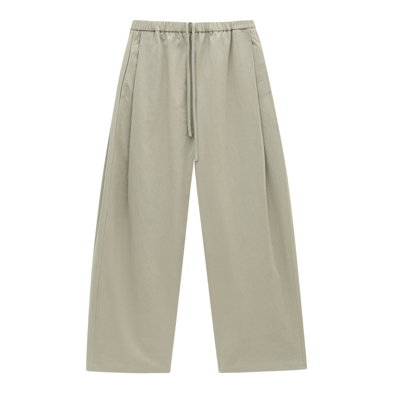 Elastic Waist Drawstring Curved Casual Pants